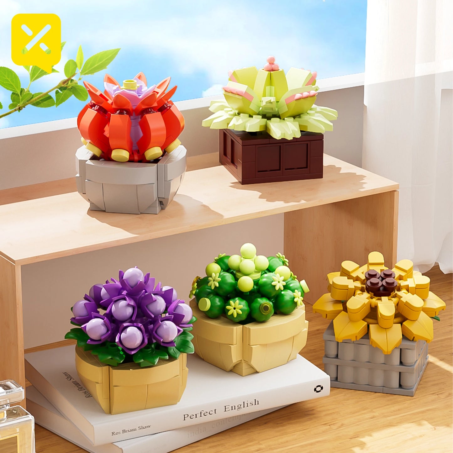 ToylinX 107PCS Building Blocks Succulent Plant Creative Bricks Kits DIY Assembled Toy,Potted Plants Flowers Gift for Children