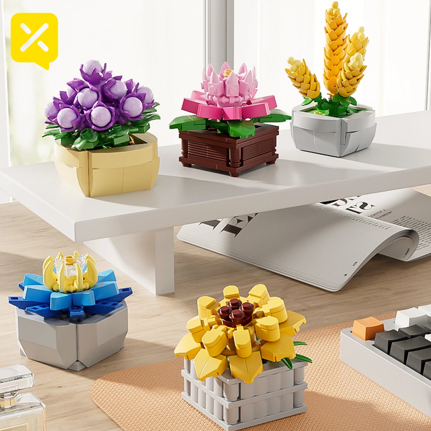 ToylinX 107PCS Building Blocks Succulent Plant Creative Bricks Kits DIY Assembled Toy,Potted Plants Flowers Gift for Children